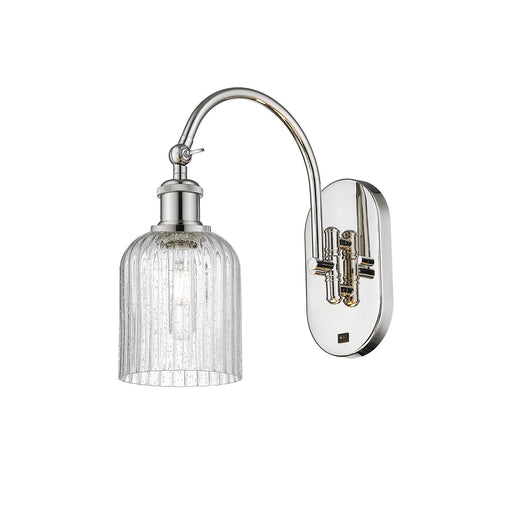 Innovations Bridal Veil 5in 1-Light Wall Sconce | Industrial Polished Nickel and Seedy Ribbed Glass | Bedroom & Hallway Accent | Model 918-1W-PN-G559-5SDY