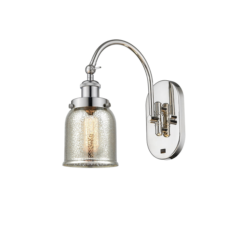 Innovations Bell 5in 1-Light Swing Arm Sconce | Traditional Farmhouse Polished Nickel and Silver Plated Mercury Glass | Bedroom | Model 918-1W-PN-G58-LED