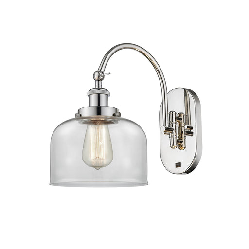 Innovations Bell 8in 1-Light Swing Arm Lamp | Industrial Polished Nickel Steel and Clear Glass | Bedroom & Living Room Reading Light | Model 918-1W-PN-G72