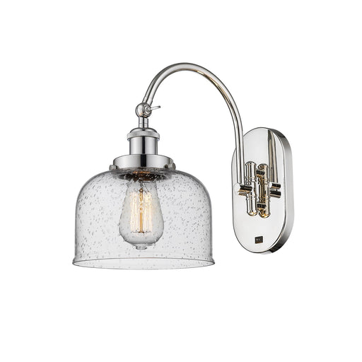 Innovations Bell 8in 1-Light Swing Arm Lamp | Industrial Polished Nickel Steel and Seedy Glass | Bedroom & Living Room Reading Lamp | Model 918-1W-PN-G74