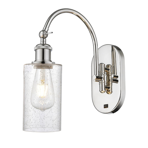 Innovations Clymer 4in 1-Light Wall Sconce | Industrial Modern Polished Nickel Steel and Seedy Glass | Hallway & Bathroom Accent | Model 918-1W-PN-G804