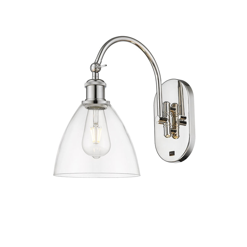 Innovations Bristol 7.5in 1-Light Wall Sconce | Industrial Polished Nickel and Clear Glass | Bedroom & Hallway Accent | Model 918-1W-PN-GBD-752