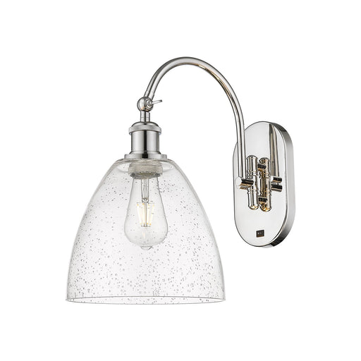 Innovations Bristol 9in 1-Light Wall Sconce | Industrial Polished Nickel Steel and Cast Brass with Seedy Glass Shade | Bedroom & | Model 918-1W-PN-GBD-94