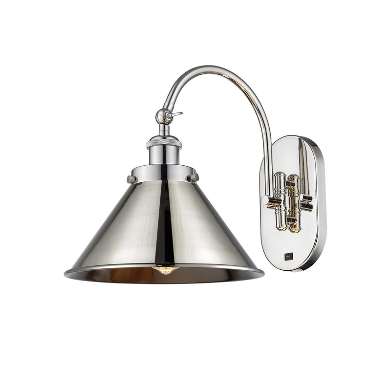 Innovations Briarcliff 10in 1-Light Swing Arm Lamp with LED | Industrial Polished Nickel Steel and Cast Brass with Metal | Model 918-1W-PN-M10-PN-LED