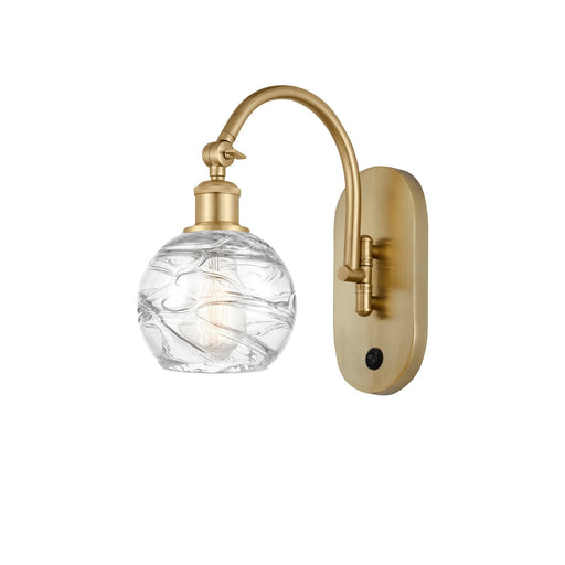 Innovations Athens Deco Swirl 6in 1-Light Wall Sconce | Industrial Satin Gold Steel and Clear Deco Swirl Glass | Bathroom & | Model 918-1W-SG-G1213-6CL