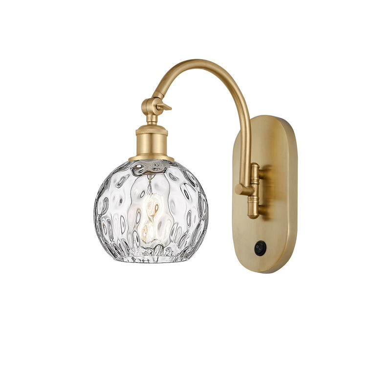 Innovations Athens Water Glass 6in 1-Light Wall Sconce | Industrial Satin Gold Steel and Clear Glass | Hallway & Bathroom Accent | Model 918-1W-SG-G1215-6