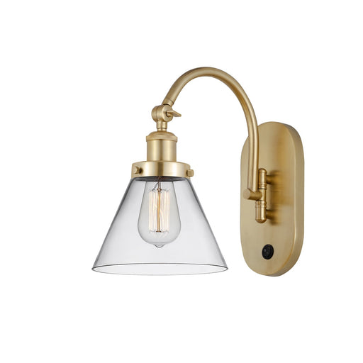Innovations Cone 8in 1-Light Swing Arm Lamp | Industrial Satin Gold Steel and Clear Glass | Bedroom & Hallway Accent Light | 13.88in | Model 918-1W-SG-G42