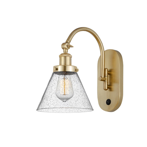 Innovations Cone 8in 1-Light Swing Arm Lamp | Industrial Satin Gold Steel and Seedy Glass | Bedroom & Hallway Accent | Model 918-1W-SG-G44-LED