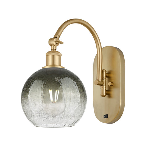 Innovations Brookhaven Globe 8in 1-Light Wall Sconce | Industrial Satin Gold Steel and Cast Brass with Slate Glass Shade | Model 918-1W-SG-G483-8SL