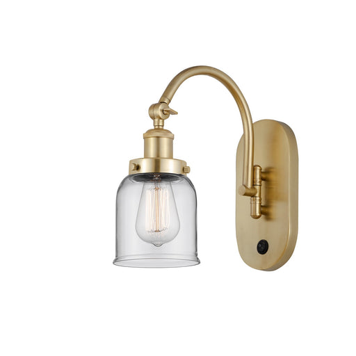 Innovations Bell 1-Light 5in Swing Arm Sconce | Industrial Satin Gold Steel and Clear Glass | Bedroom Reading & Living Room Accent | Model 918-1W-SG-G52