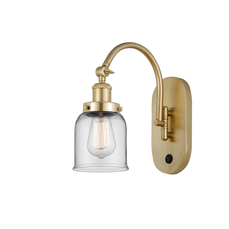 Innovations Bell 5in 1-Light Swing Arm Lamp | Industrial Satin Gold Steel and Clear Glass | Bedroom & Living Room Reading Light | Model 918-1W-SG-G52-LED