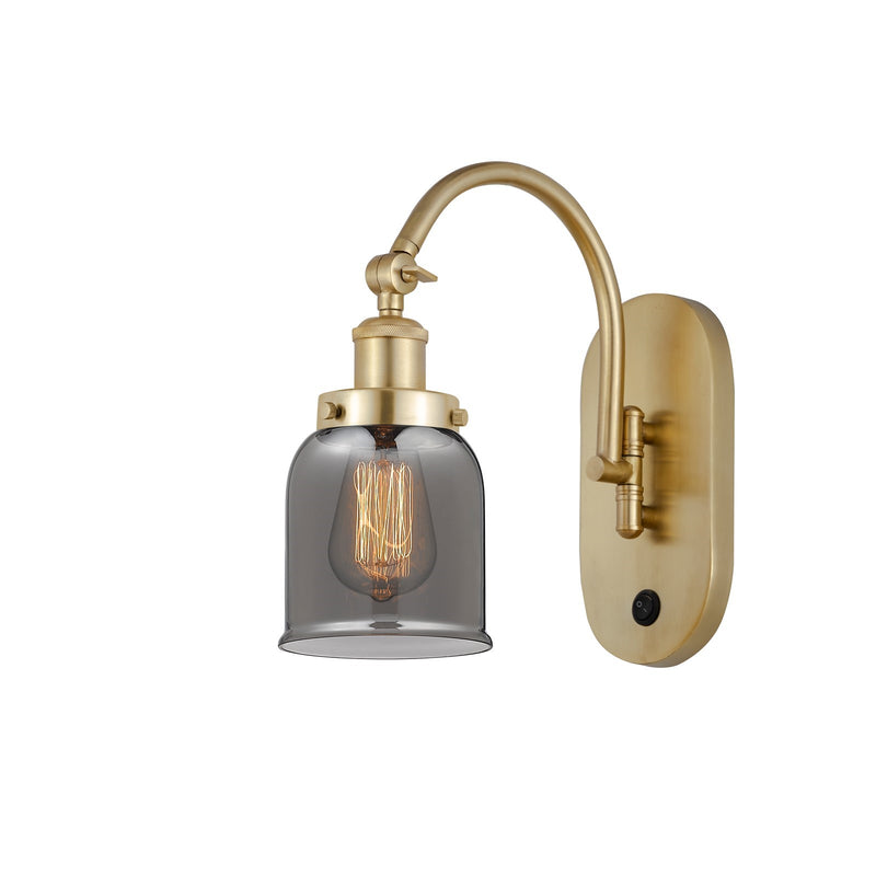 Innovations Bell 5in 1-Light Swing Arm Lamp | Industrial Satin Gold Steel and Light Smoke Glass | Bedroom & Living Room Reading | Model 918-1W-SG-G53