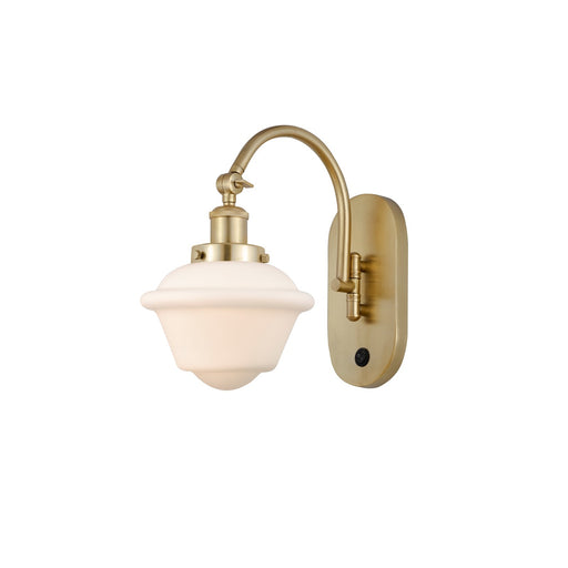 Innovations Oxford 7.5in 1-Light Swing Arm Lamp | Traditional Satin Gold Steel and Matte White Glass | Bedroom & Living Room | Model 918-1W-SG-G531