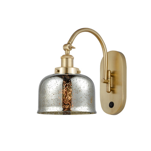 Innovations Bell 8in 1-Light Swing Arm Lamp | Traditional Satin Gold Steel and Silver Plated Mercury Glass | Bedroom & Living Room | Model 918-1W-SG-G78