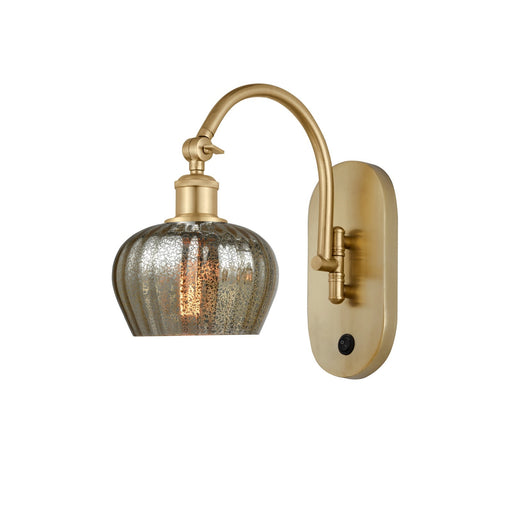 Innovations Fenton 1-Light 6.5in Wall Sconce | Industrial Satin Gold Steel and Mercury Ribbed Glass | Entryway & Hallway Accent | Model 918-1W-SG-G96