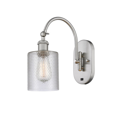 Innovations Cobbleskill 5in 1-Light Wall Sconce | Industrial Brushed Satin Nickel and Clear Glass | Bedroom & Hallway Accent | Model 918-1W-SN-G112