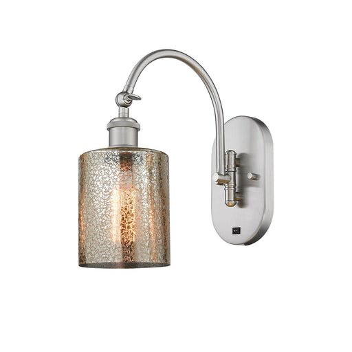 Innovations Cobbleskill 5in 1-Light Wall Sconce | Industrial Brushed Satin Nickel and Mercury Glass | Hallway & Bedroom Accent | Model 918-1W-SN-G116