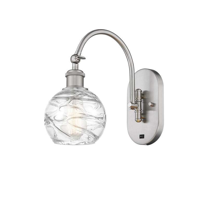 Innovations Athens Deco Swirl 6in 1-Light Wall Sconce | Industrial Brushed Satin Nickel and Clear Deco Swirl Glass | Bedroom & | Model 918-1W-SN-G1213-6CL