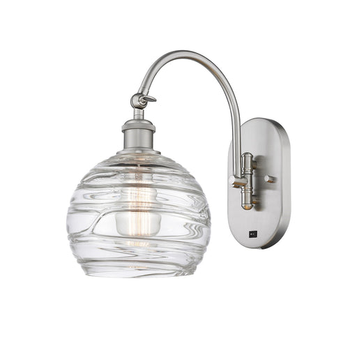 Innovations Athens Deco Swirl 8in 1-Light Wall Sconce | Industrial Brushed Satin Nickel and Clear Deco Swirl Glass | Bedroom & | Model 918-1W-SN-G1213-8CL