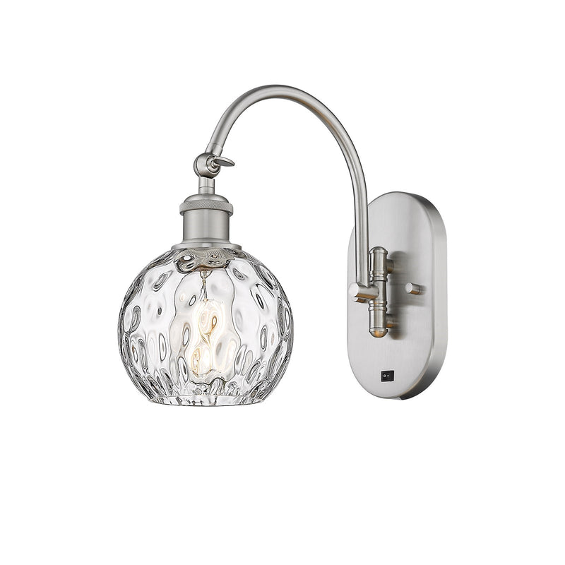 Innovations Athens Water Glass 6in 1-Light Wall Sconce | Industrial Brushed Satin Nickel and Clear Water Glass | Bedroom & | Model 918-1W-SN-G1215-6