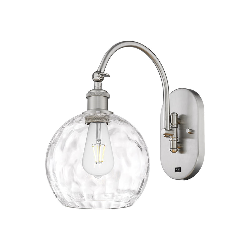Innovations Athens Water Glass 8in 1-Light Wall Sconce | Industrial Brushed Satin Nickel and Clear Water Glass | Bathroom & | Model 918-1W-SN-G1215-8