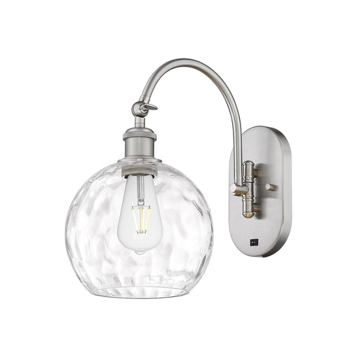 Innovations Athens Water Glass 8in 1-Light Wall Sconce | Industrial Brushed Satin Nickel and Clear Water Glass | Bathroom & | Model 918-1W-SN-G1215-8