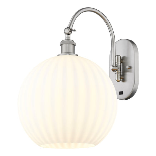 Innovations Ballston 12in 1-Light Wall Sconce | Industrial Brushed Satin Nickel and White Venetian Glass | Hallway & Bathroom | Model 918-1W-SN-G1217-12WV