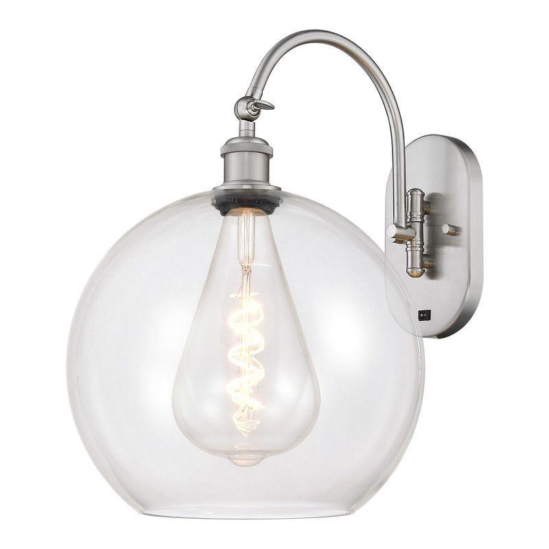 Innovations Athens 12in 1-Light Wall Sconce | Industrial Brushed Satin Nickel Steel and Clear Glass | Hallway & Bathroom Accent | Model 918-1W-SN-G122-12