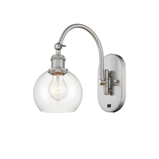 Innovations Athens 6in 1-Light Wall Sconce | Industrial Brushed Satin Nickel Steel and Clear Glass | Hallway & Bathroom Accent | Model 918-1W-SN-G122-6