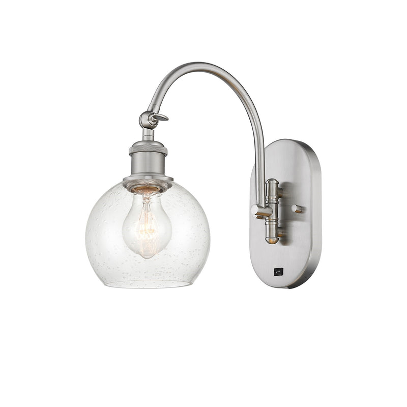 Innovations Athens 6in 1-Light Wall Sconce | Industrial Brushed Satin Nickel Steel and Seedy Glass | Hallway & Bedroom Accent | Model 918-1W-SN-G124-6