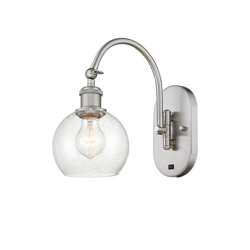 Innovations Athens 6in 1-Light Wall Sconce | Industrial Brushed Satin Nickel Steel and Seedy Glass | Hallway & Bedroom Accent | Model 918-1W-SN-G124-6