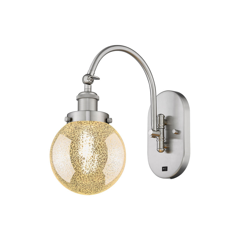 Innovations Beacon 6in 1-Light Swing Arm Wall Sconce | Industrial Brushed Satin Nickel Steel and Mercury Glass | Bedroom & Living | Model 918-1W-SN-G208-6