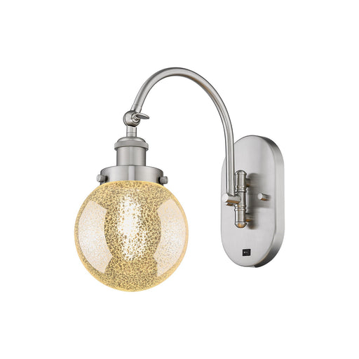 Innovations Beacon 8in 1-Light Swing Arm Wall Sconce | Industrial Brushed Satin Nickel Steel and Mercury Glass | Bedroom & Living | Model 918-1W-SN-G208-8
