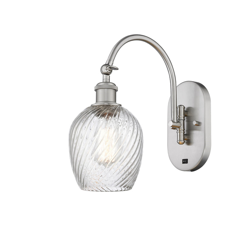 Innovations Salina 5.75in 1-Light Wall Sconce | Industrial Brushed Satin Nickel and Clear Spiral Fluted Glass | Bedroom & Hallway | Model 918-1W-SN-G292