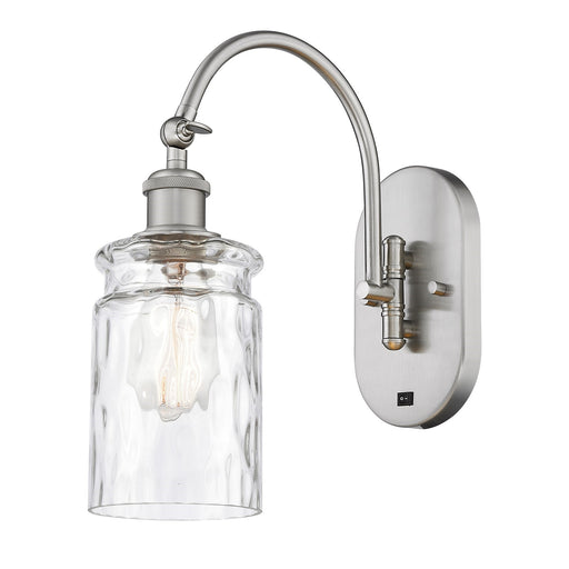 Innovations Candor 1-Light 4.75in Wall Sconce | Industrial Brushed Satin Nickel and Clear Waterglass Ribbed Glass | Bedroom & | Model 918-1W-SN-G352