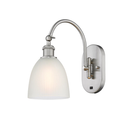 Innovations Castile 6in 1-Light Wall Sconce | Industrial Brushed Satin Nickel and White Glass | Hallway & Bathroom Accent | Model 918-1W-SN-G381