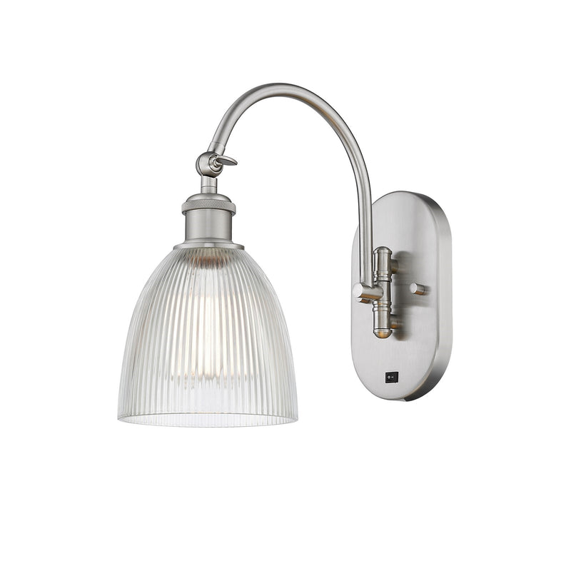 Innovations Castile 6in 1-Light Wall Sconce | Industrial Brushed Satin Nickel and Clear Glass | Hallway & Bathroom Accent | Model 918-1W-SN-G382