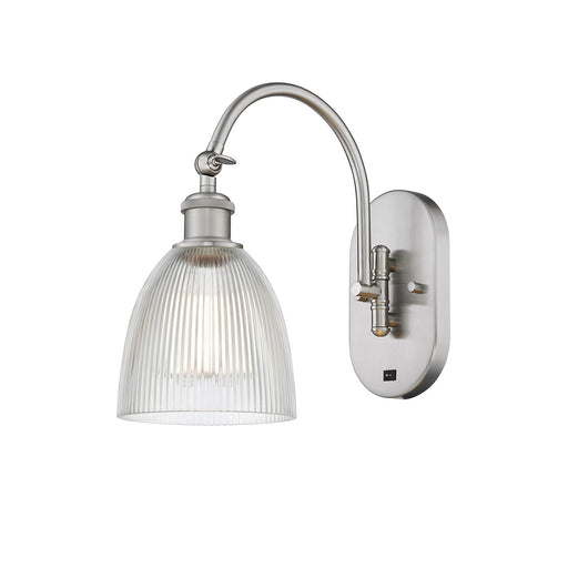 Innovations Castile 6in 1-Light Wall Sconce | Industrial Brushed Satin Nickel and Clear Glass | Hallway & Bathroom Accent | Model 918-1W-SN-G382