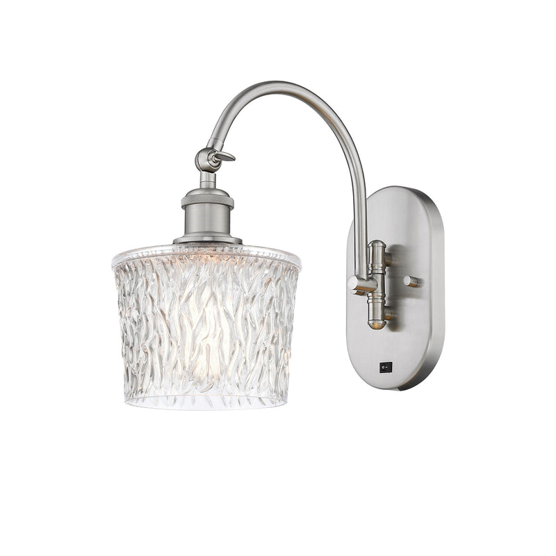 Innovations Niagara 6.5in 1-Light Wall Sconce | Industrial Brushed Satin Nickel Steel and Clear Glass | Bedroom & Hallway Accent | Model 918-1W-SN-G402