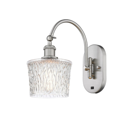 Innovations Niagara 6.5in 1-Light Wall Sconce | Industrial Brushed Satin Nickel Steel and Clear Glass | Bedroom & Hallway Accent | Model 918-1W-SN-G402