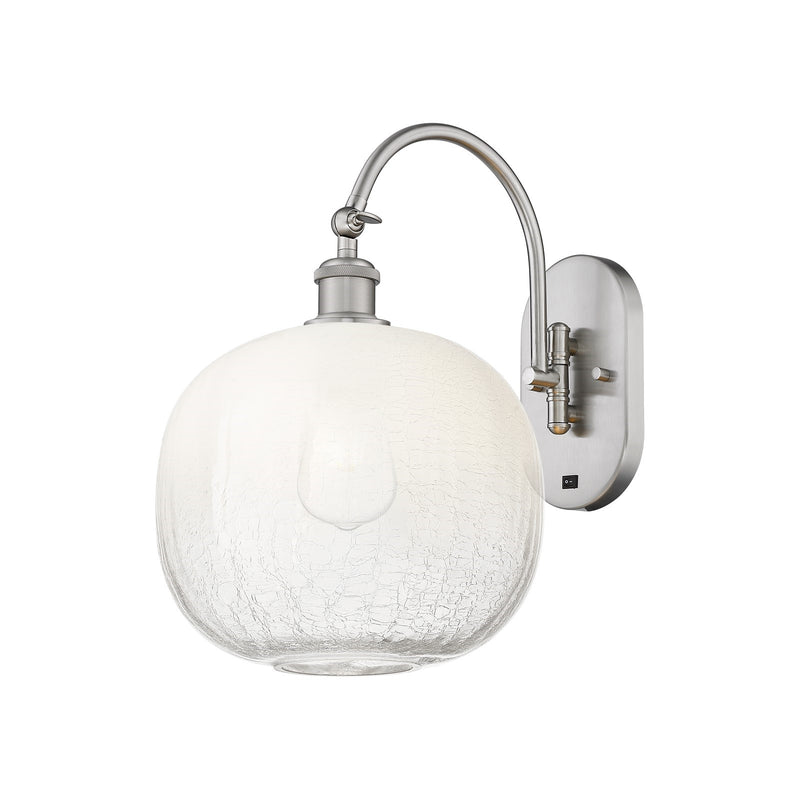 Innovations Brookhaven Sphere 11in 1-Light Wall Sconce | Industrial Brushed Satin Nickel and Opal Glass | Hallway & Bathroom | Model 918-1W-SN-G481-10OP