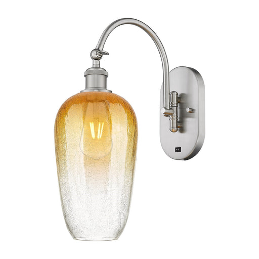 Innovations Brookhaven Flute 7in 1-Light Wall Sconce | Industrial Brushed Satin Nickel and Amber Glass | Bedroom & Hallway | Model 918-1W-SN-G484-7AM
