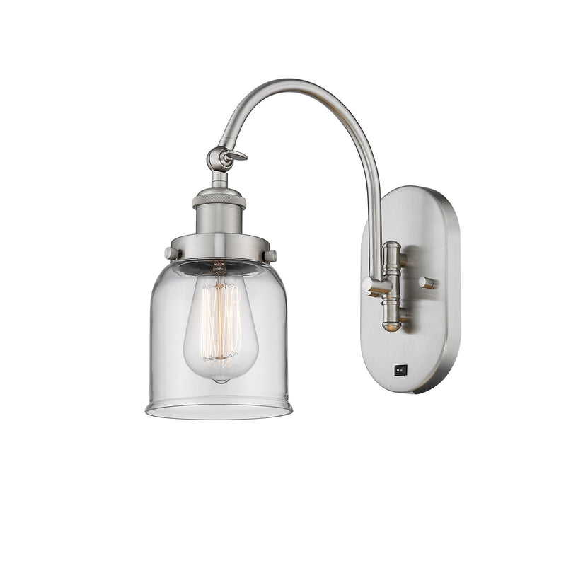 Innovations Bell 5in 1-Light Swing Arm Wall Sconce | Industrial Brushed Satin Nickel Steel and Clear Glass | Bedroom Reading | Model 918-1W-SN-G52-LED