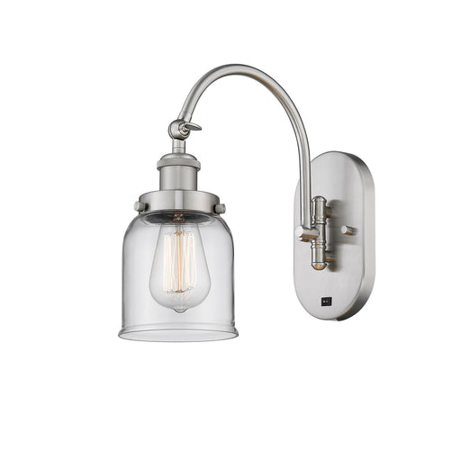 Innovations Bell 5in 1-Light Swing Arm Wall Sconce | Industrial Brushed Satin Nickel Steel and Clear Glass | Bedroom Reading | Model 918-1W-SN-G52-LED