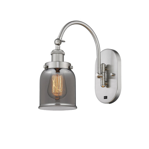 Innovations Bell 5in 1-Light Swing Arm Wall Sconce | Industrial Brushed Satin Nickel and Light Smoke Glass | Bedroom & Living Room | Model 918-1W-SN-G53