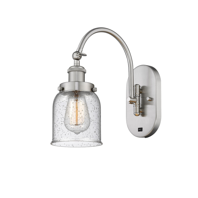 Innovations Bell 5in 1-Light Swing Arm Sconce | Industrial Brushed Satin Nickel and Seedy Glass | Bedroom & Hallway Reading Light | Model 918-1W-SN-G54