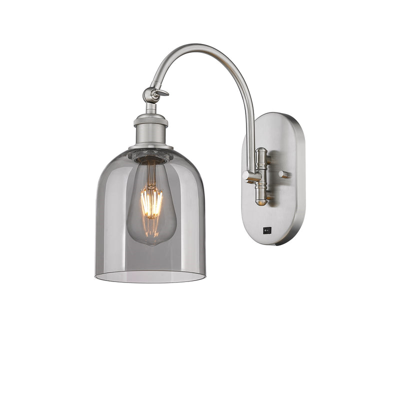 Innovations Bella 6in 1-Light Wall Sconce | Industrial Brushed Satin Nickel and Light Smoke Glass | Bedroom & Hallway Accent | Model 918-1W-SN-G558-6SM