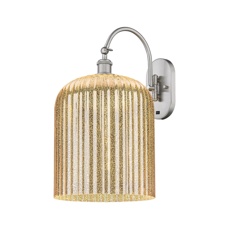 Innovations Bridal Veil 12in 1-Light Wall Sconce | Industrial Brushed Satin Nickel and Mercury Ribbed Glass | Living Room & | Model 918-1W-SN-G559-12ME