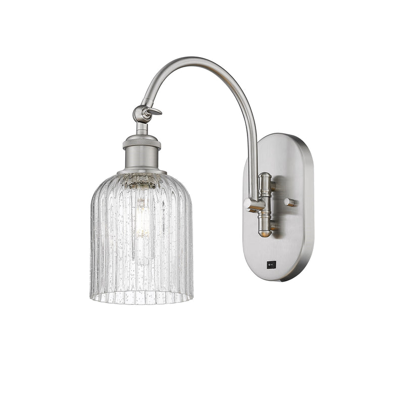Innovations Bridal Veil 5in 1-Light Wall Sconce | Industrial Brushed Satin Nickel and Seedy Ribbed Glass | Hallway & Bathroom | Model 918-1W-SN-G559-5SDY
