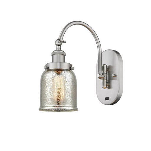 Innovations Bell 5in 1-Light Swing Arm Wall Sconce | Traditional Farmhouse Brushed Satin Nickel and Silver Plated Mercury Glass | Model 918-1W-SN-G58